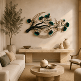 Green Floral Tree Branch Metal Wall Art with LED