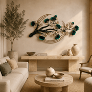 Green Floral Tree Branch Metal Wall Art with LED