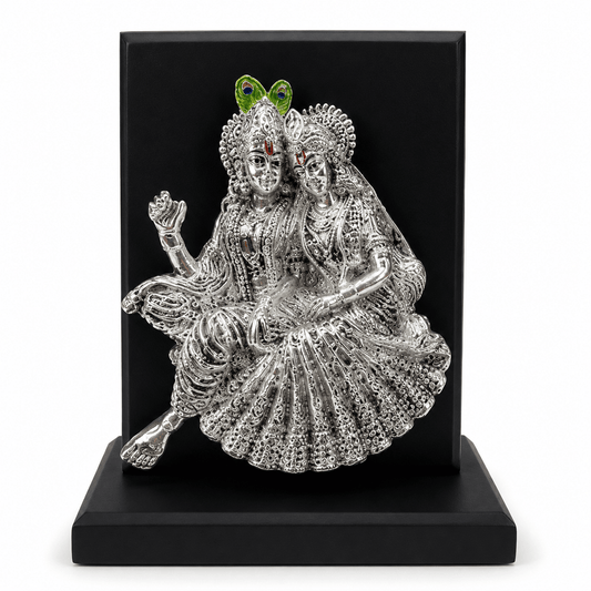 Silver-Plated Radha Krishna