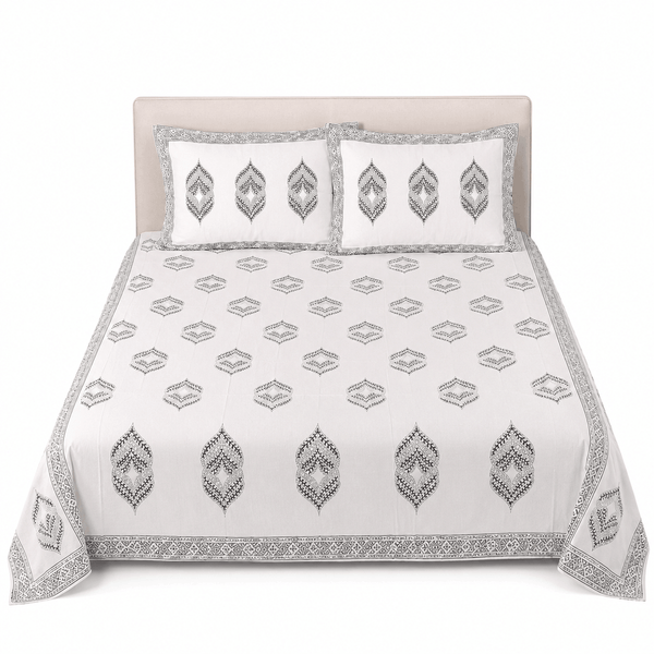 Premium Percale Cotton Fitted Bedsheet Set - Paisley Print