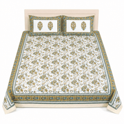 Luxury Premium Cotton Hand Block Printed Bedsheet Set - Blue Lotus