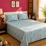 Quilted Bed Cover Set - Grey Floral