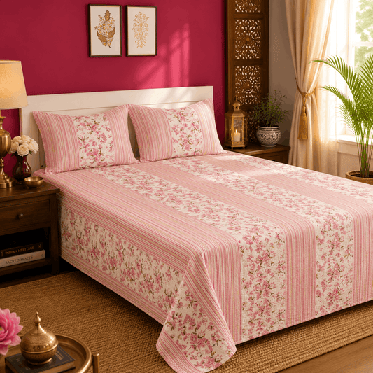 Quilted Bed Cover Set - Ash Grey Print