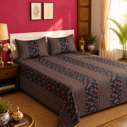 Quilted Bed Cover Set - Grey Vine