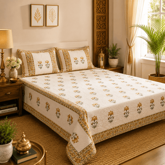 Quilted Bed Cover Set - Pink Blossom