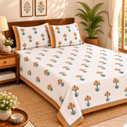 Quilted Bed Cover Set - White Paisley