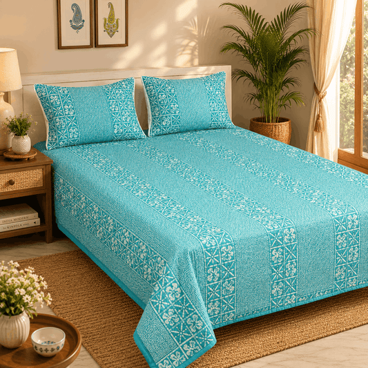 Quilted Bed Cover Set - Ivory Vine