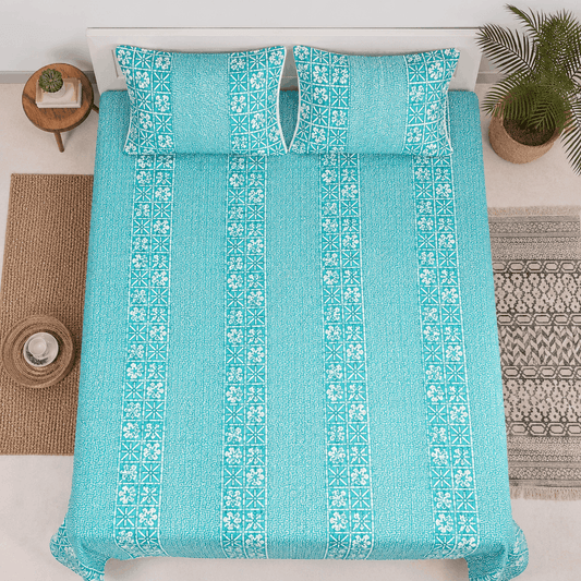 Quilted Bed Cover Set - Ivory Vine