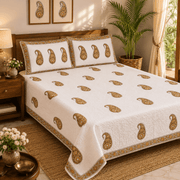 Quilted Bed Cover Set - White Garden