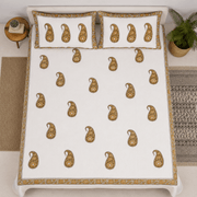 Quilted Bed Cover Set - White Garden