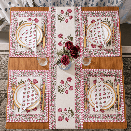 Dining Table Linen Set - Pink Blossom