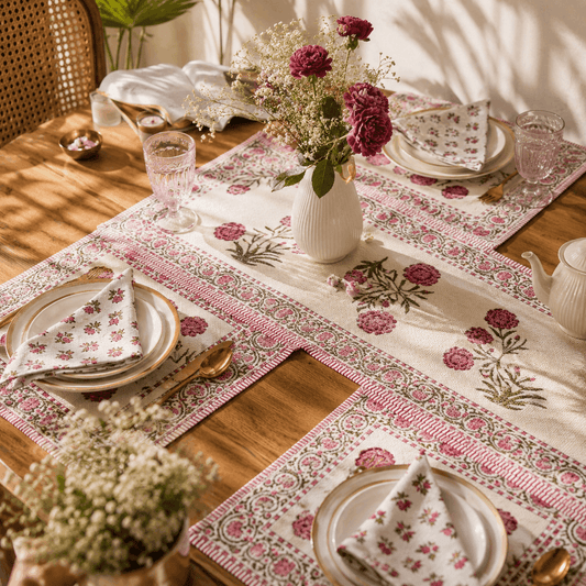 Dining Table Linen Set - Pink Blossom