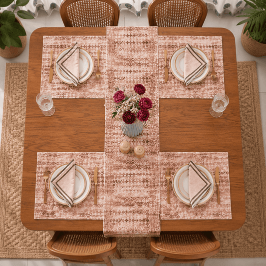Dining Table Linen Set - Grey Geometric