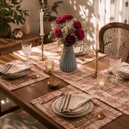 Dining Table Linen Set - Grey Geometric