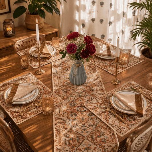 Dining Table Linen Set - Mustard Kilim