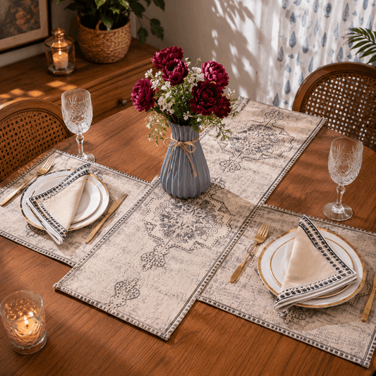 Dining Table Linen Set - Aqua Bloom