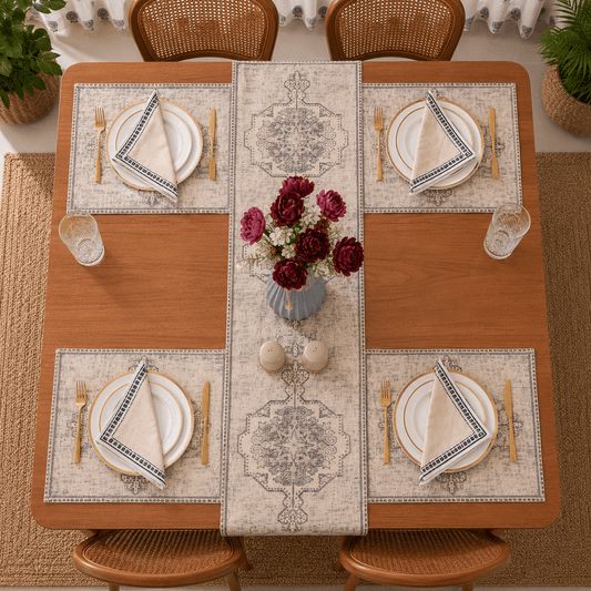 Dining Table Linen Set - Aqua Bloom