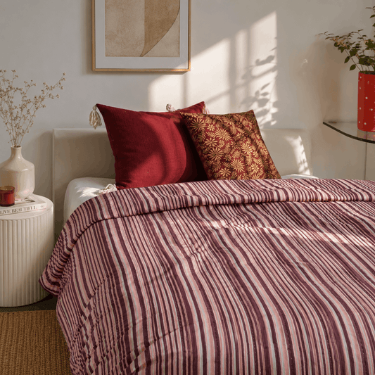 Premium Double Bed Quilt - White Blossom