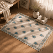 Hand Block Printed Dhurrie - Traditional Paisley