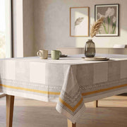 Premium Thick Textured Cotton Table Cover - White Petal Design