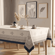 Premium Thick Textured Cotton Table Cover - White Vine