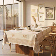 Premium Thick Textured Cotton Table Cover - White Signature Print