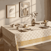 Premium Thick Textured Cotton Table Cover - White Bloom