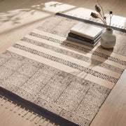 Hand Block Printed Dhurrie - Brown Vine