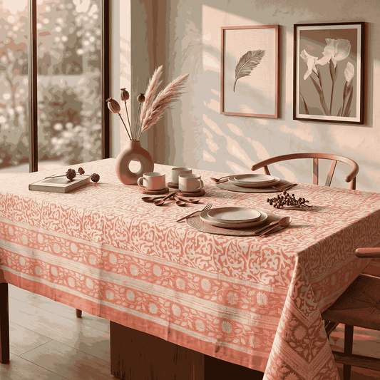 Premium Thick Textured Cotton Table Cover - White Heritage