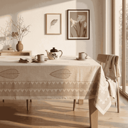 Premium Thick Textured Cotton Table Cover - White Garden
