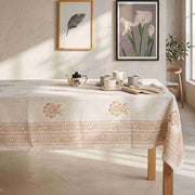 Premium Thick Textured Cotton Table Cover - White Signature Print