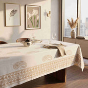 Premium Thick Textured Cotton Table Cover - White Hand Block Print