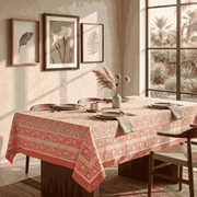 Premium Thick Textured Cotton Table Cover - White Heritage