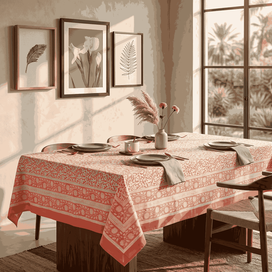 Premium Thick Textured Cotton Table Cover - White Heritage