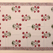 Hand Block Printed Dhurrie - Pink Blossom