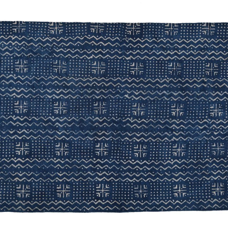 Hand Block Printed Dhurrie - Blue Floral