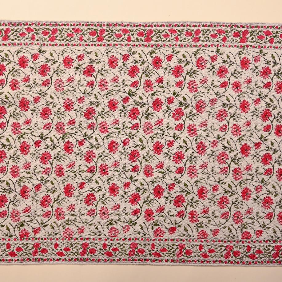 Hand Block Printed Dhurrie - Grey Geometric