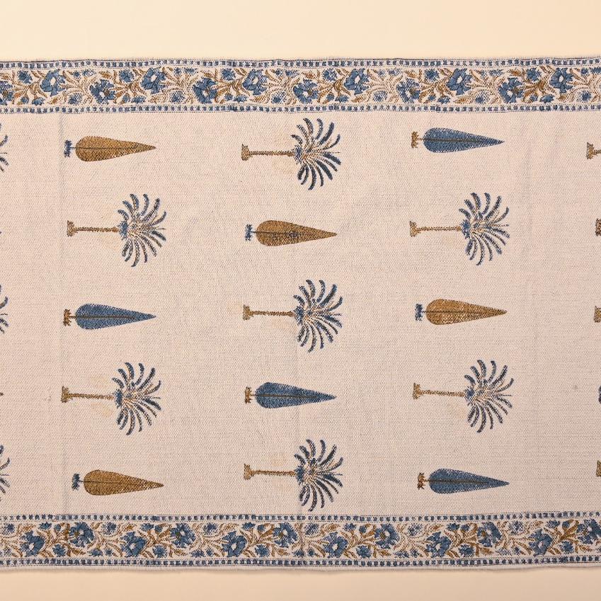 Hand Block Printed Dhurrie - Mustard Bloom
