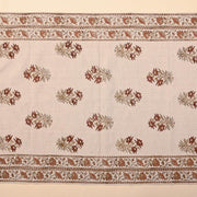 Hand Block Printed Dhurrie - Ivory Garden