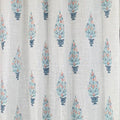 Hand Block Printed Slub Textured Curtains - White Floral