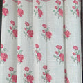 Hand Block Printed Slub Textured Curtains - White Heritage Print