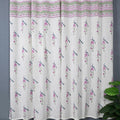 Hand Block Printed Slub Textured Curtains - White Traditional Floral