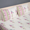 Thick Handloom Cotton Block Printed Bedcover Set - Blue Floral