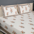 Thick Handloom Cotton Block Printed Bedcover Set - Aqua Floral