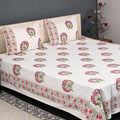 Thick Handloom Cotton Block Printed Bedcover Set - Vintage Bloom