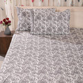 Premium Percale Cotton Fitted Bedsheet Set - Gray Blossom