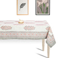 Premium Thick Textured Cotton Table Cover - White Blossom