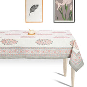 Premium Thick Textured Cotton Table Cover - White Blossom