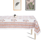 Premium Thick Textured Cotton Table Cover - White Lotus