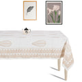 Premium Thick Textured Cotton Table Cover - White Garden